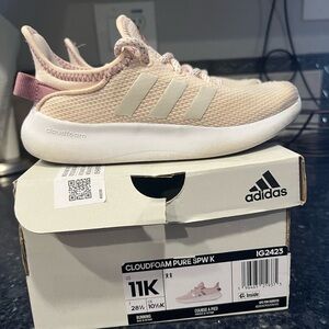 Adidas Kids Cloudfoam Sneakers - Pink and Cream Size 11K